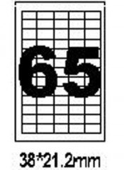 Этикетки на листе Этикетки на листе А4 формата 65 stikers 38*21,2 mm